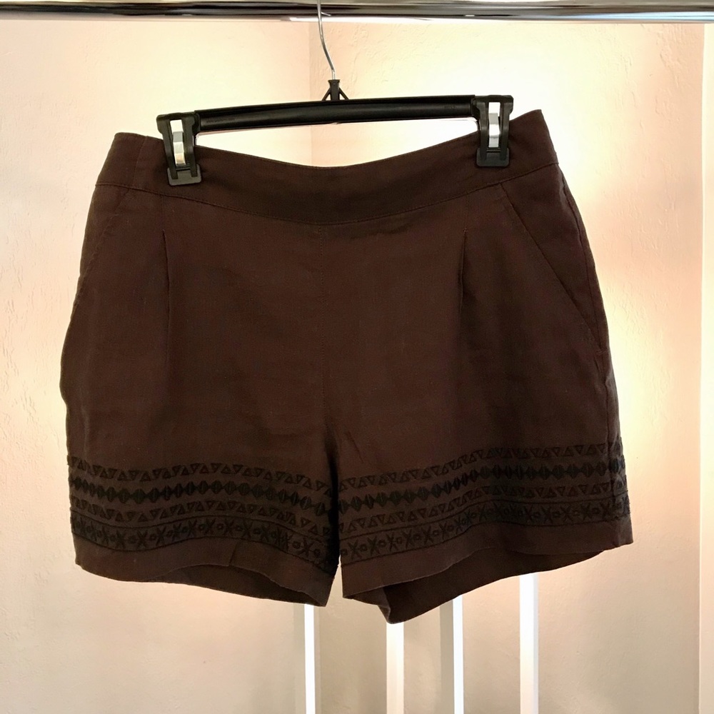 Apt. 9 Brown Embroidered Pleated Shorts